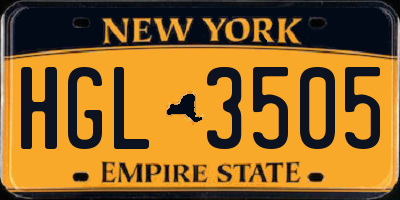 NY license plate HGL3505