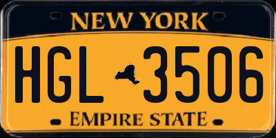 NY license plate HGL3506