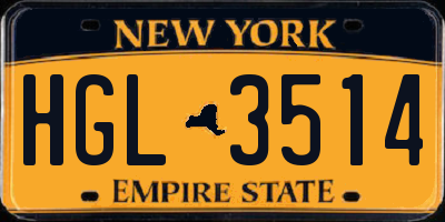 NY license plate HGL3514