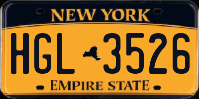 NY license plate HGL3526