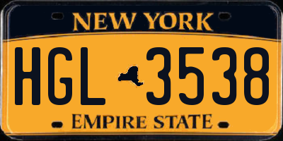 NY license plate HGL3538