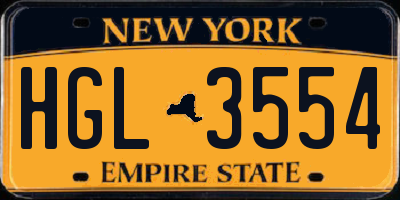 NY license plate HGL3554
