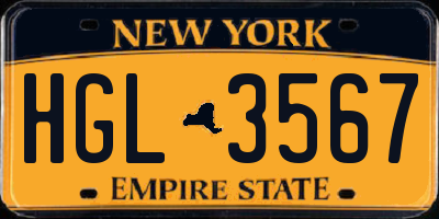 NY license plate HGL3567