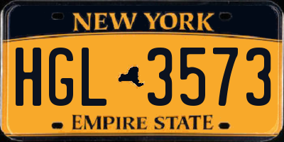 NY license plate HGL3573