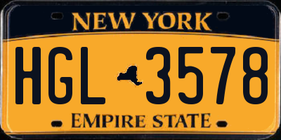 NY license plate HGL3578