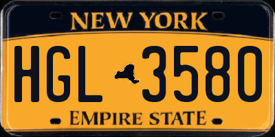 NY license plate HGL3580