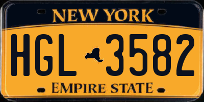 NY license plate HGL3582