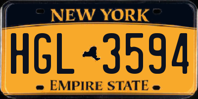 NY license plate HGL3594