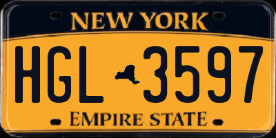 NY license plate HGL3597
