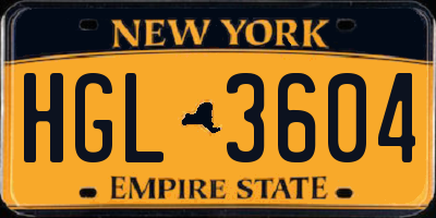 NY license plate HGL3604