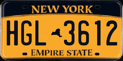 NY license plate HGL3612