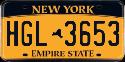 NY license plate HGL3653