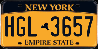 NY license plate HGL3657