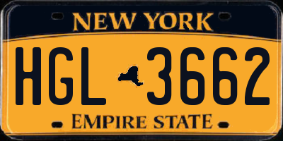 NY license plate HGL3662