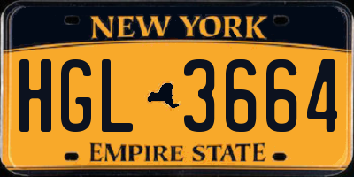 NY license plate HGL3664