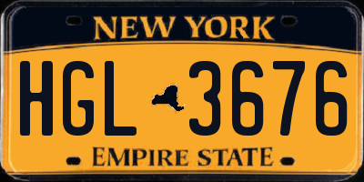 NY license plate HGL3676