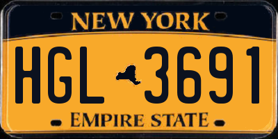 NY license plate HGL3691