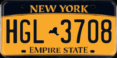 NY license plate HGL3708