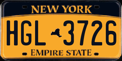 NY license plate HGL3726