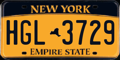 NY license plate HGL3729