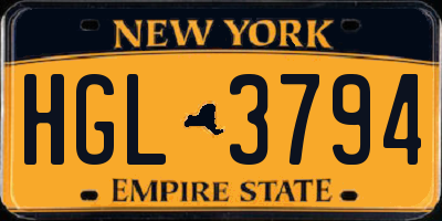 NY license plate HGL3794