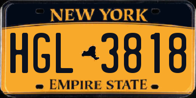 NY license plate HGL3818