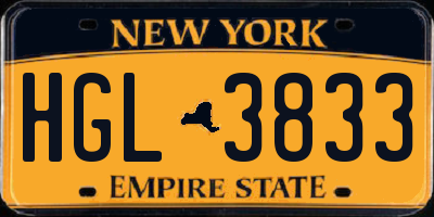 NY license plate HGL3833