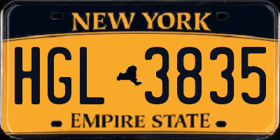NY license plate HGL3835