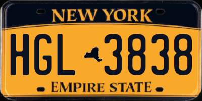NY license plate HGL3838