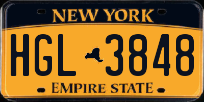 NY license plate HGL3848