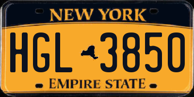 NY license plate HGL3850