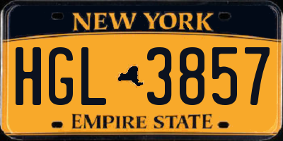 NY license plate HGL3857