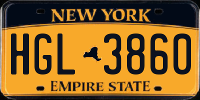 NY license plate HGL3860