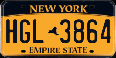 NY license plate HGL3864