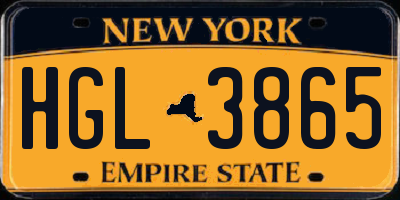 NY license plate HGL3865