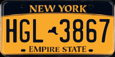 NY license plate HGL3867