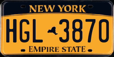 NY license plate HGL3870