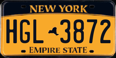 NY license plate HGL3872