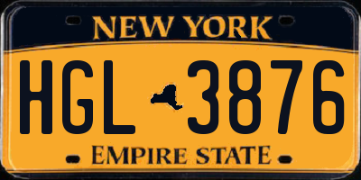 NY license plate HGL3876