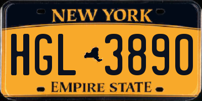 NY license plate HGL3890