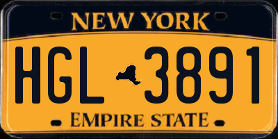 NY license plate HGL3891