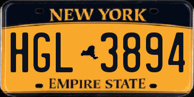 NY license plate HGL3894