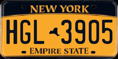 NY license plate HGL3905