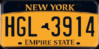 NY license plate HGL3914
