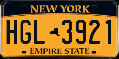 NY license plate HGL3921
