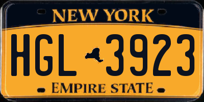 NY license plate HGL3923