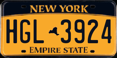 NY license plate HGL3924