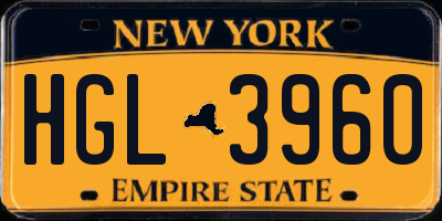 NY license plate HGL3960
