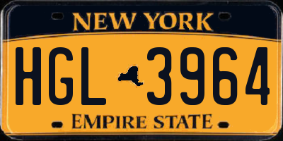 NY license plate HGL3964