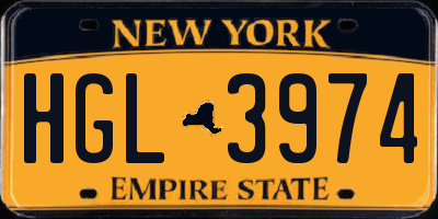 NY license plate HGL3974